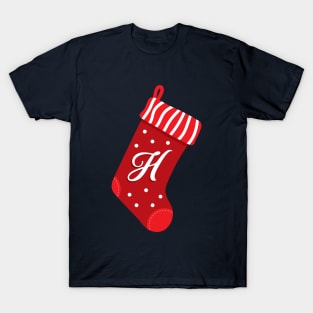 Christmas Stocking with Letter H T-Shirt